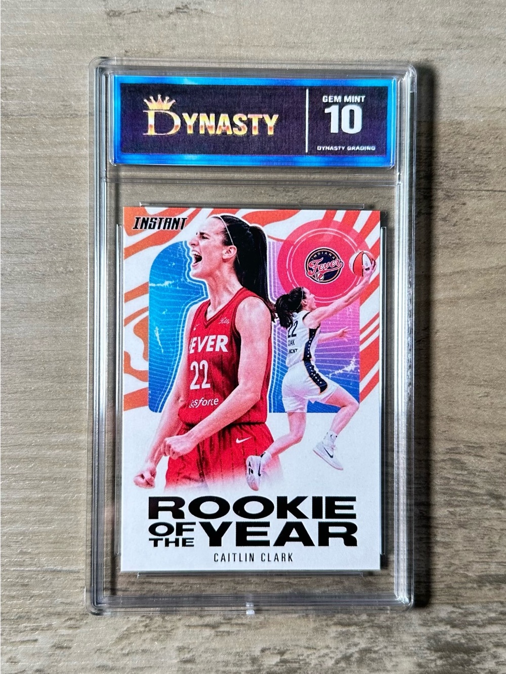 Caitlin Clark 2024 Panini Instant Rookie of the Year Gem Mint 10 Novelty Card.